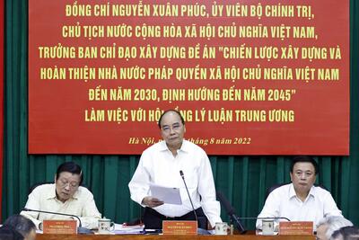 Chủ tịch nước làm việc với Hội đồng Lý luận Trung ương về Đề án “Chiến lược xây dựng và hoàn thiện Nhà nước pháp quyền xã hội chủ nghĩa Việt Nam đến năm 2030, định hướng đến năm 2045”